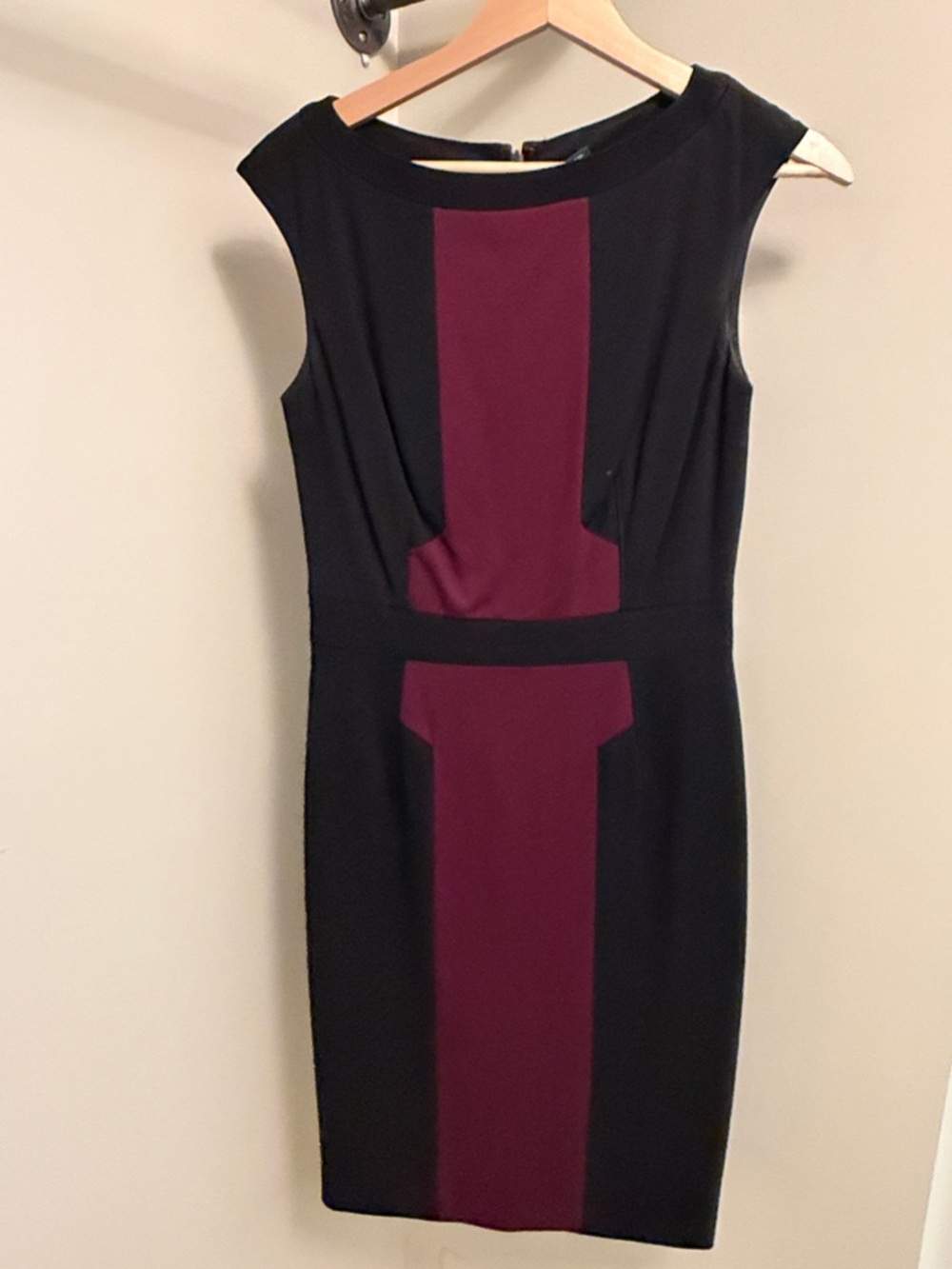 Ralph Lauren Black Dress with Burgundy Center Panel